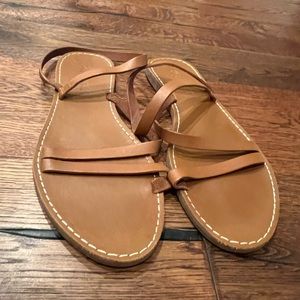 Madewell Brown Leather Slip On Sandals - Size 8.